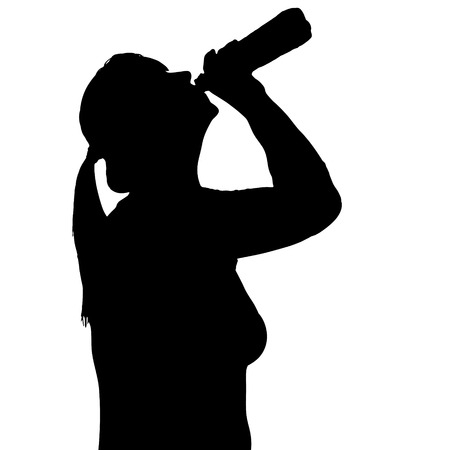 Vector silhouette of a woman in profile on a white background.のイラスト素材