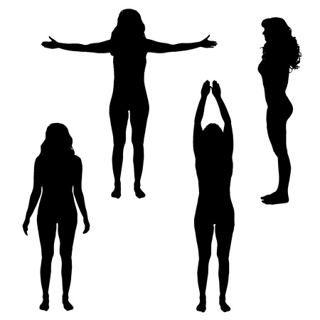 Vector silhouette of woman who practicing on a white background.のイラスト素材