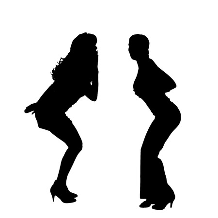 Vector silhouette of a woman on white background.のイラスト素材