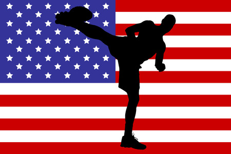 Vector image of the American flag as a background.のイラスト素材