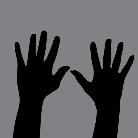 Vector silhouette of the hands of man and woman.のイラスト素材