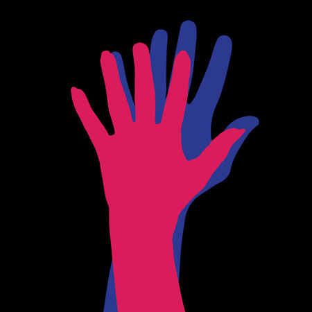 Vector silhouette of the hands of man and woman.のイラスト素材