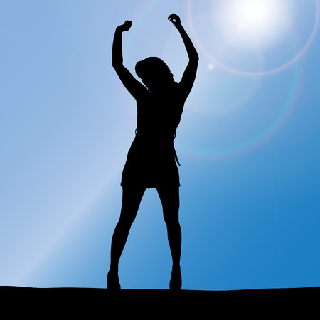 Vector silhouette of a woman who dances.のイラスト素材