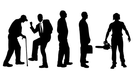 Vector silhouettes of different men on a white background.のイラスト素材