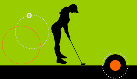 Vector silhouette of the woman who plays golf.のイラスト素材