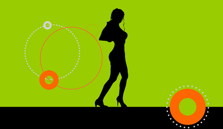 Vector illustration background with a silhouette of a woman.のイラスト素材