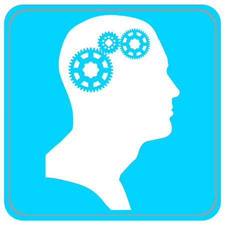 Vector silhouette of a man on a blue background.のイラスト素材