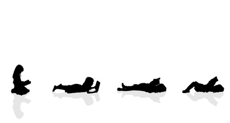 Vector silhouette of a girl on a white background.のイラスト素材
