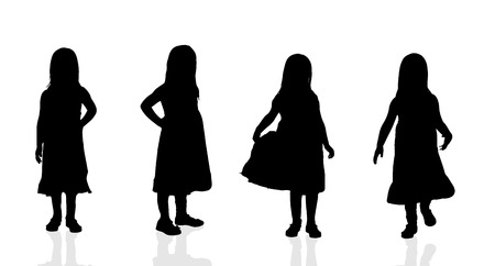 Vector silhouette of a girl on a white background.のイラスト素材