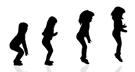 Vector silhouette of a girl on a white background.のイラスト素材