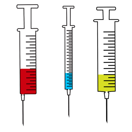 Vector image of a hypodermic syringe on white background.のイラスト素材