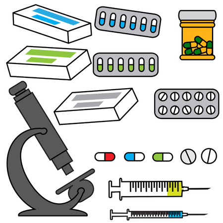 Vector illustration with hospital instruments on white background.のイラスト素材