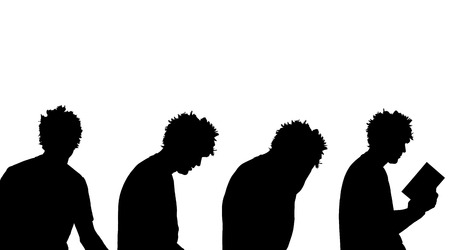Vector silhouette of a man in profile on a white background.のイラスト素材