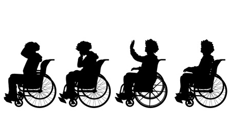 Vector silhouette of a man in a wheelchair.のイラスト素材