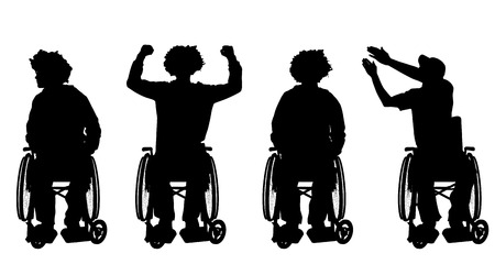Vector silhouette of a man in a wheelchair.のイラスト素材