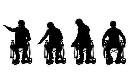 Vector silhouette of a man in a wheelchair.のイラスト素材