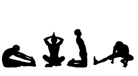 Vector silhouette of a man who trains on white background.のイラスト素材