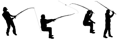 Vector silhouette of a man who fishes.のイラスト素材