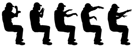 Vector silhouette of a man sitting on a white background.のイラスト素材