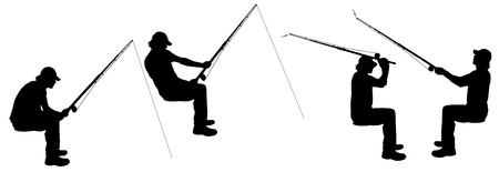 Vector silhouette of a man who fishes.のイラスト素材