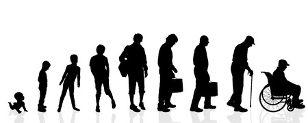 Vector silhouette generation men on a white background.