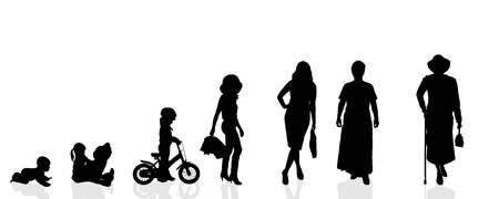 Vector silhouette generation women on a white background.のイラスト素材
