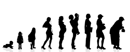 Vector silhouette generation women on a white background.のイラスト素材