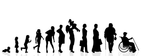 Vector silhouette generation women on a white background.のイラスト素材