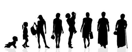 Vector silhouette generation women on a white background.