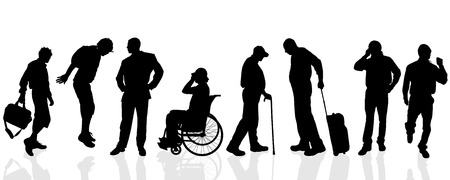 Vector silhouettes of different men on a white background.のイラスト素材