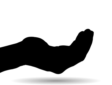 Vector silhouette of a palm on white background.のイラスト素材