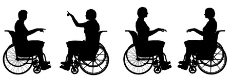 Vector silhouette of a woman who is in a wheelchair.のイラスト素材