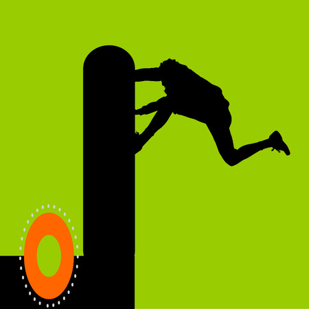 Vector silhouette of a man who does parkour.のイラスト素材