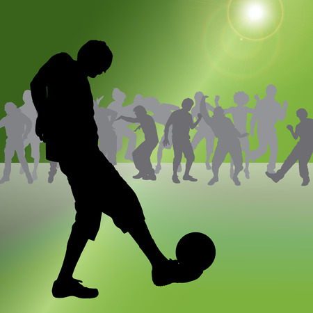 Vector silhouette of a man who plays football.のイラスト素材