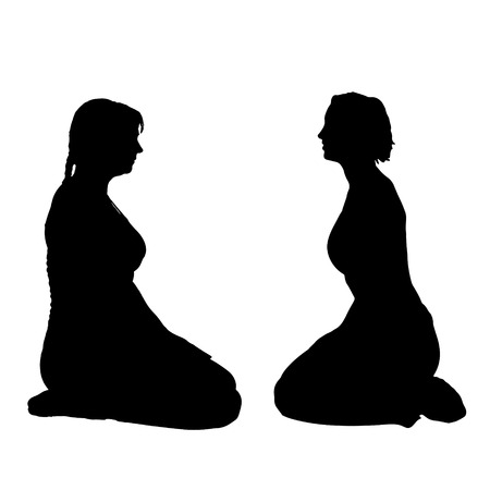 Vector silhouette of a couple on a white background.のイラスト素材