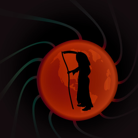 Vector illustration of Grim Reaper on a black background.のイラスト素材