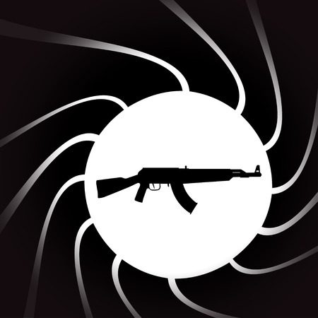 Vector illustration of weapons on the black background.のイラスト素材
