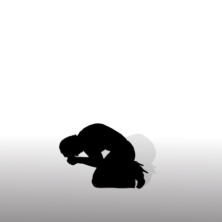 Vector silhouette of a woman on a gray background.のイラスト素材