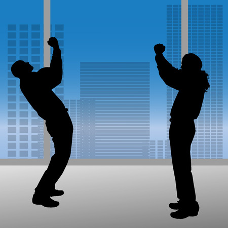 Vector silhouettes of people in the office.のイラスト素材
