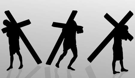 Vector illustration of Jesus with the cross.のイラスト素材