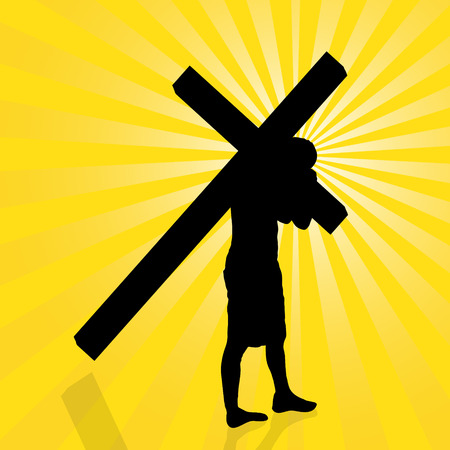 Vector illustration of Jesus with the cross.のイラスト素材
