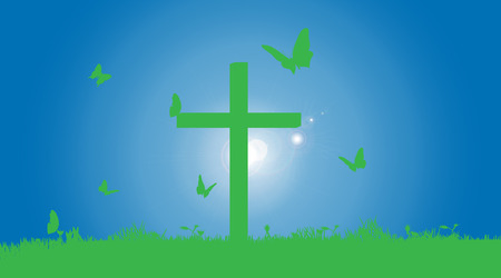 Vector silhouette of the cross in nature.のイラスト素材