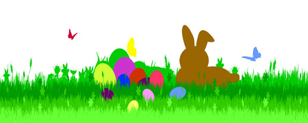 Vector illustration with Easter theme with hare.のイラスト素材