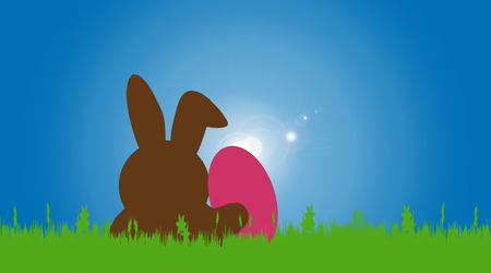 Vector illustration with Easter theme with hare.のイラスト素材