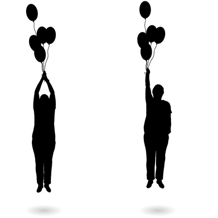 Vector silhouettes of people on black background.のイラスト素材