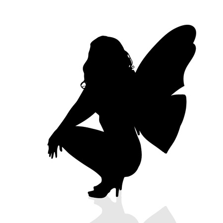 Vector silhouette of a woman as a butterfly.のイラスト素材