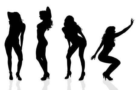 Vector silhouette of a woman on a white background.のイラスト素材