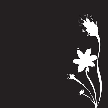 silhouettes of flowers on a black background.のイラスト素材