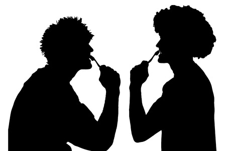 Vector silhouette of a couple on a white background.のイラスト素材