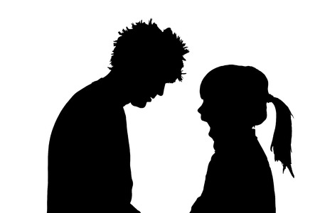 silhouette of a family on a white background.のイラスト素材